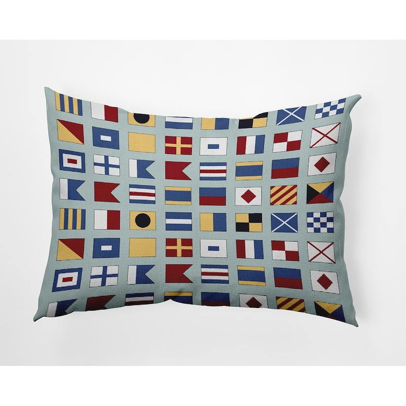 Nautical Flags Decorative Throw Pillow - 14" x 20" - Aqua