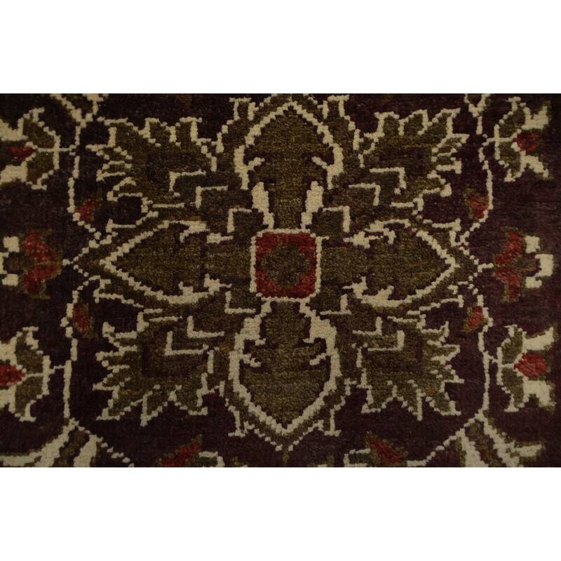 Hand Knotted Oriental 100% Wool Carpet Traditional All-Over Brown Peshawar Area Rug - 3' 1'' X 2' 0''