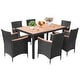 preview thumbnail 1 of 8, Lacoo PE Wicker/ Acacia Wood Outdoor Patio Dining Set 7-Piece Sets