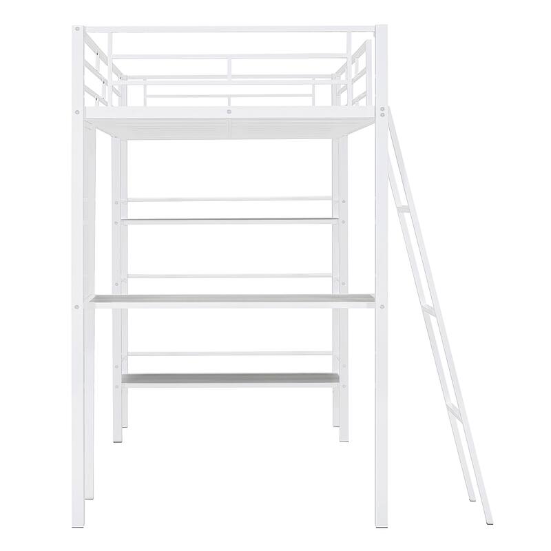 Loft Metal Bed with Shelves