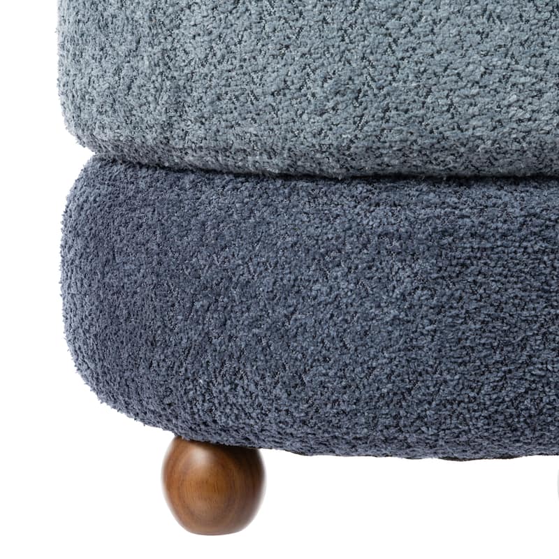 Glitzhome 19"H Gradient Upholstered Storage Ottoman or Accent Stool with Rubberwood Ball Feet