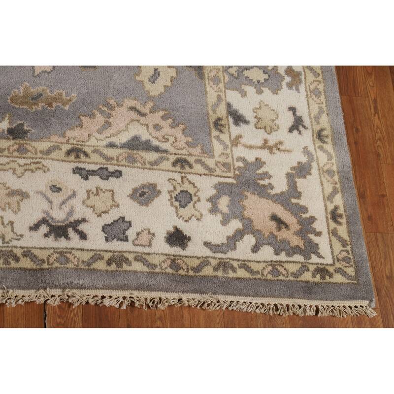 Gray Oushak Indian Area Rug Handmade Wool Carpet - 8'4"x 10'1"