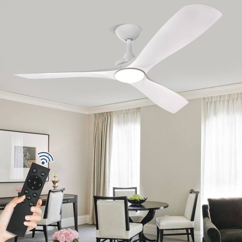 Remote Ceiling Fan with Lights Flush Mount - White - 52"