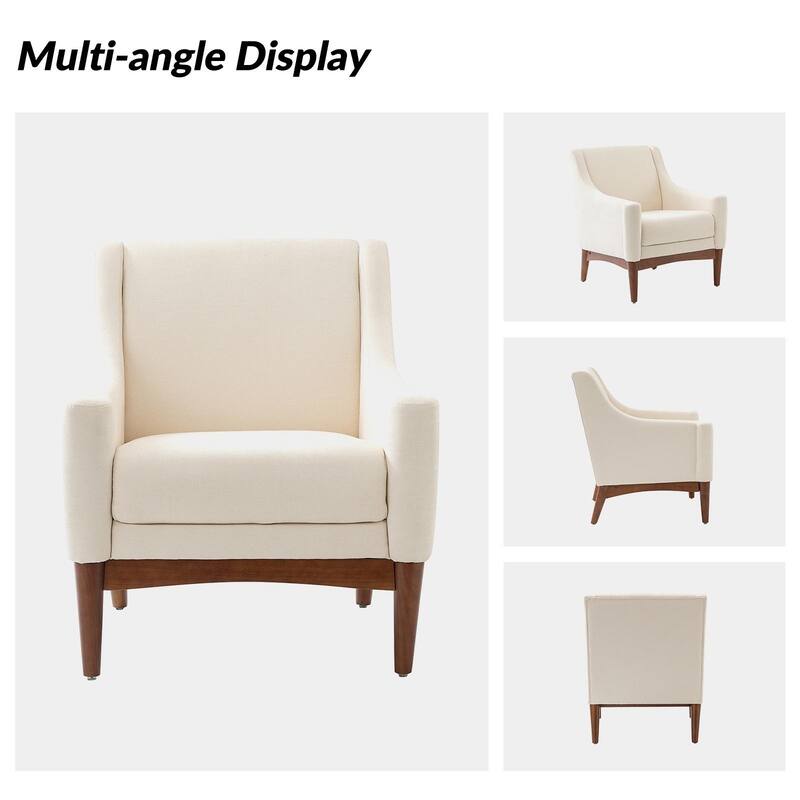 Francis Mid-century Modern Upholstered Armchair with Sloped Arms and Solid Wood Legs Set of 2 by HULALA HOME