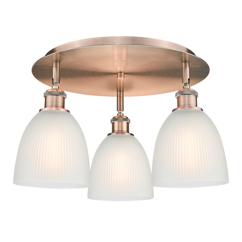 Innovations Lighting Castile - 3 Light 18" Flush Mount - Antique Copper/White