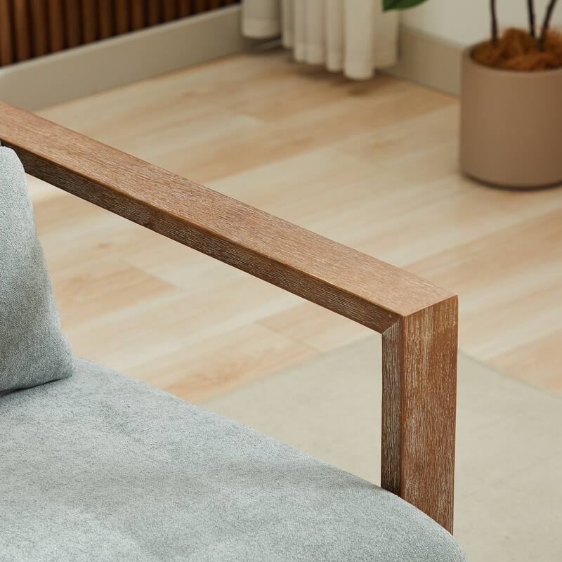 Modern Upholstered Swivel Chair Accent Chair with Solid Wood Armrests, Lounge Chair Reading Armchair for Hotel Bedroom