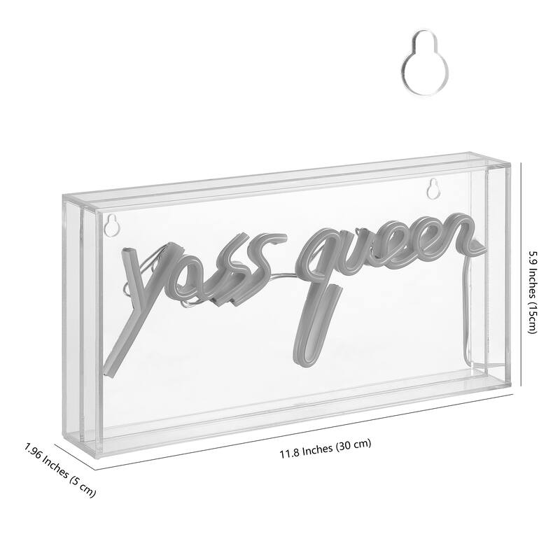 Hello Queen 11.8" Contemporary Glam Acrylic Box USB Operated LED Neon Light, Pink by JONATHAN Y - 1 Bulb