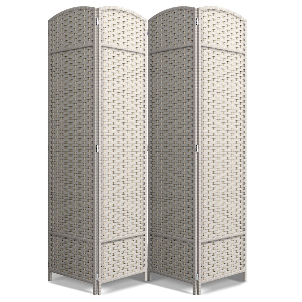 Sorbus 4 Panel Room Divider Tall Privacy Partition Screen Extra Wide Double Hinged Mesh Hand-Woven Folding Wall Divider - 6ft