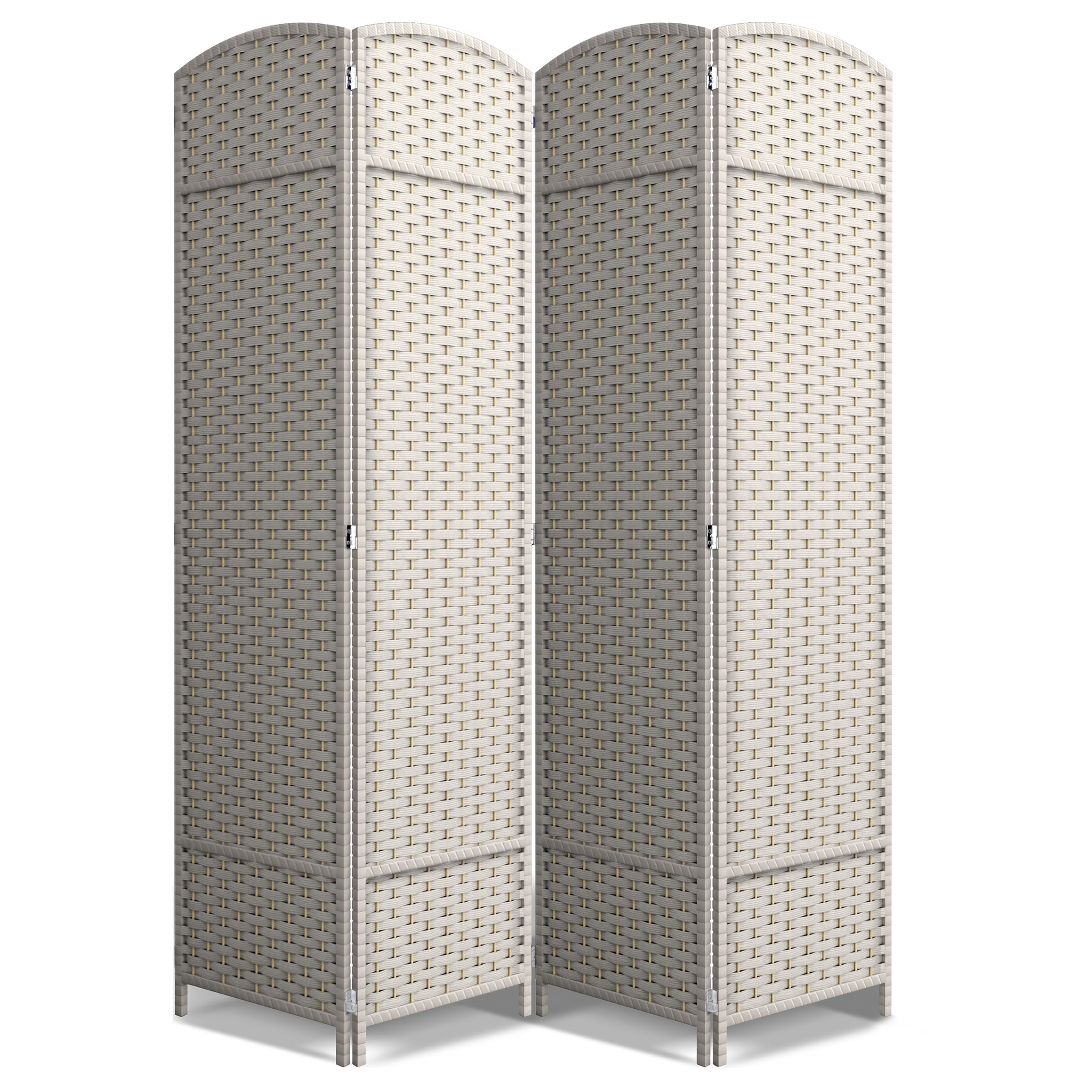 Sorbus 4 Panel Room Divider Tall Privacy Partition Screen Extra Wide Double Hinged Mesh Hand-Woven Folding Divider - 96" Wide