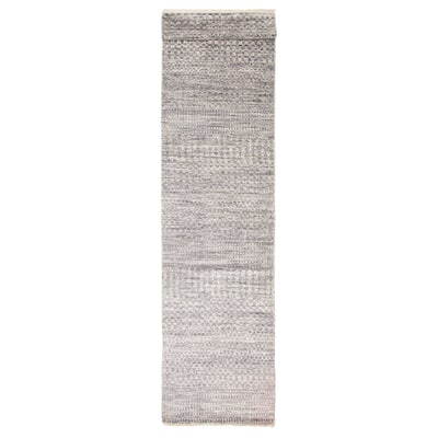 ECARPETGALLERY Hand-knotted Silk Shadow Grey Viscose, Wool Rug - 3'0 x 15'0