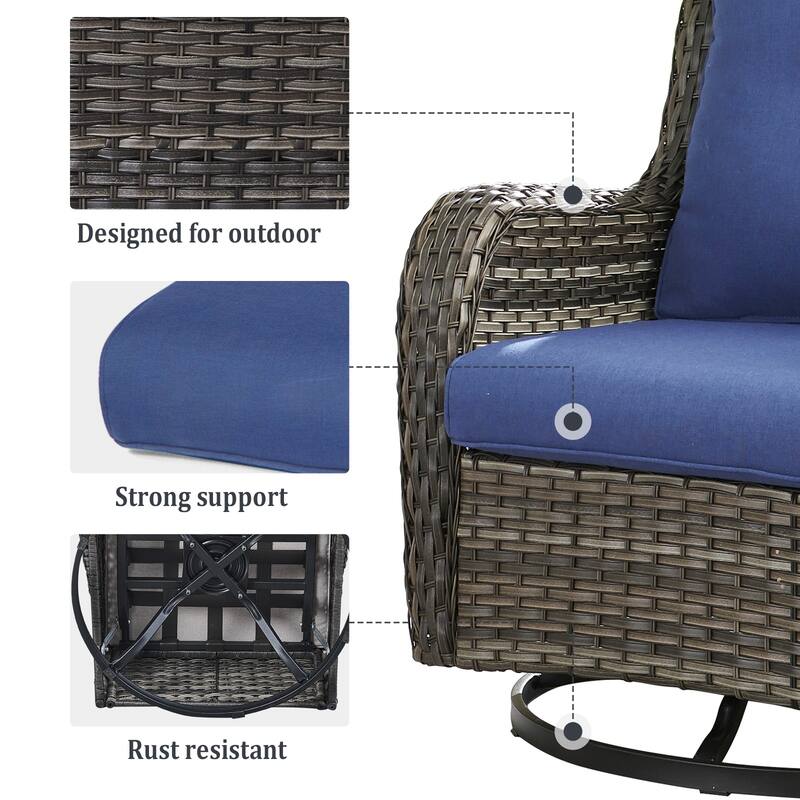 Gymojoy Wicker Swivel Glider Chair with Water-Resistant Olefin Cushions