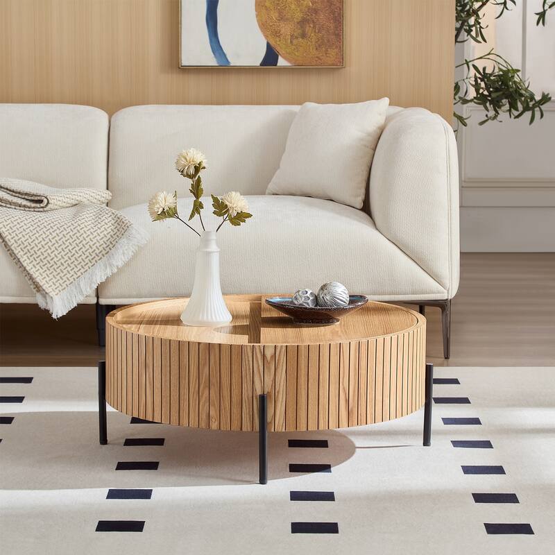 Modern Round Coffee Table with Storage