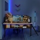 preview thumbnail 3 of 19, Single metal loft bed with rectangular desk, LED lights