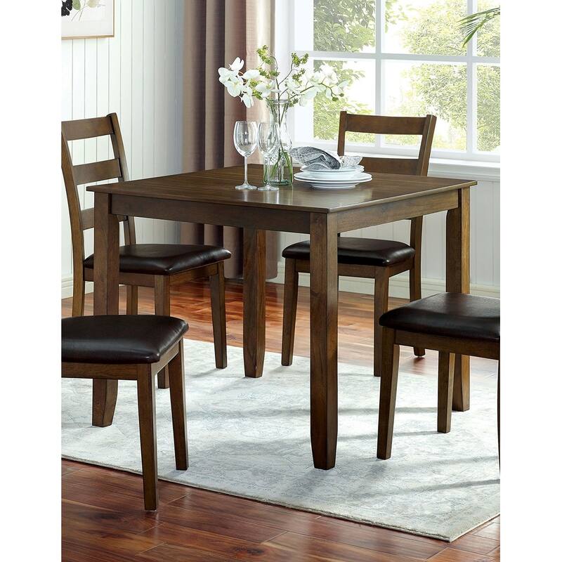 Transitional Style 5pc Dining Table Set 1x Dining Table,4x Chairs Padded seat Wooden Top Table Walnut And Dark Brown Finish