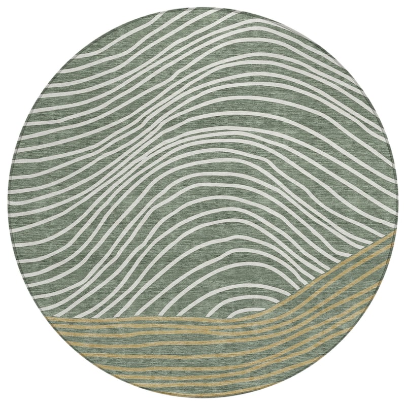 Machine Washable Indoor/ Outdoor Modern Arches Chantille Rug