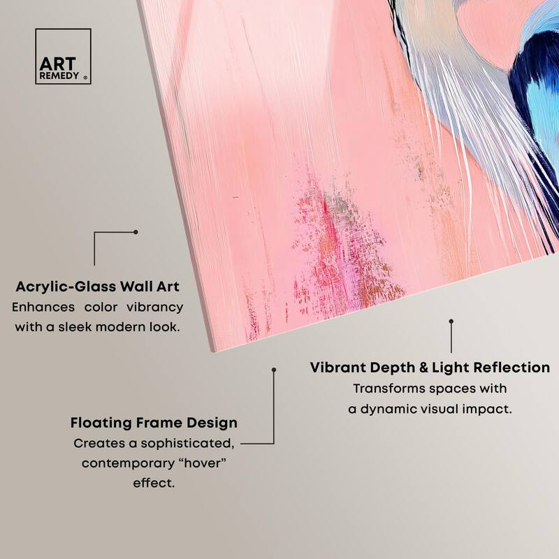 Rosy Dawn Heron Acrylic by Art Remedy, Ready to Hang