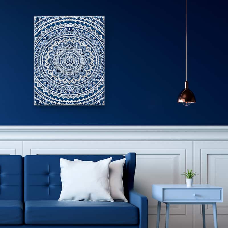 Medallion in Blue by Belle Maison Canvas Art Print