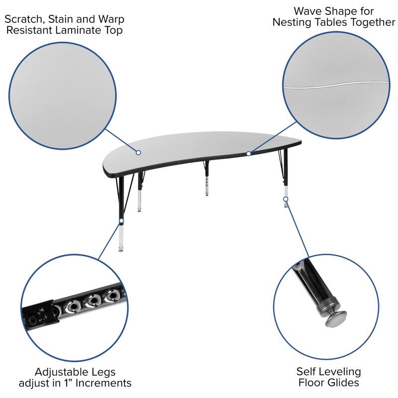 2 Piece 60" Circle Flexible Kids Adjustable Activity Table Set