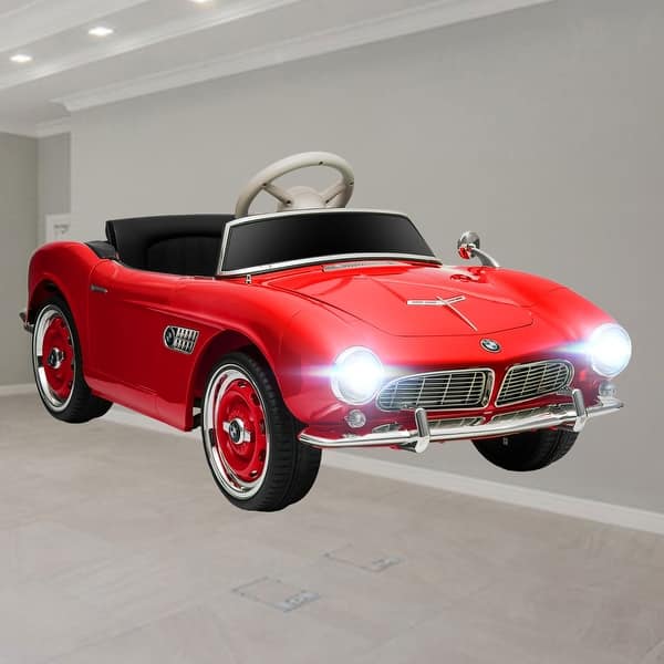 slide 2 of 16, Licensed BMW 507 12V Kids Electric Ride-On Car with Remote Control, Bluetooth, Lights, Horn, and 3 Adjustable Speeds