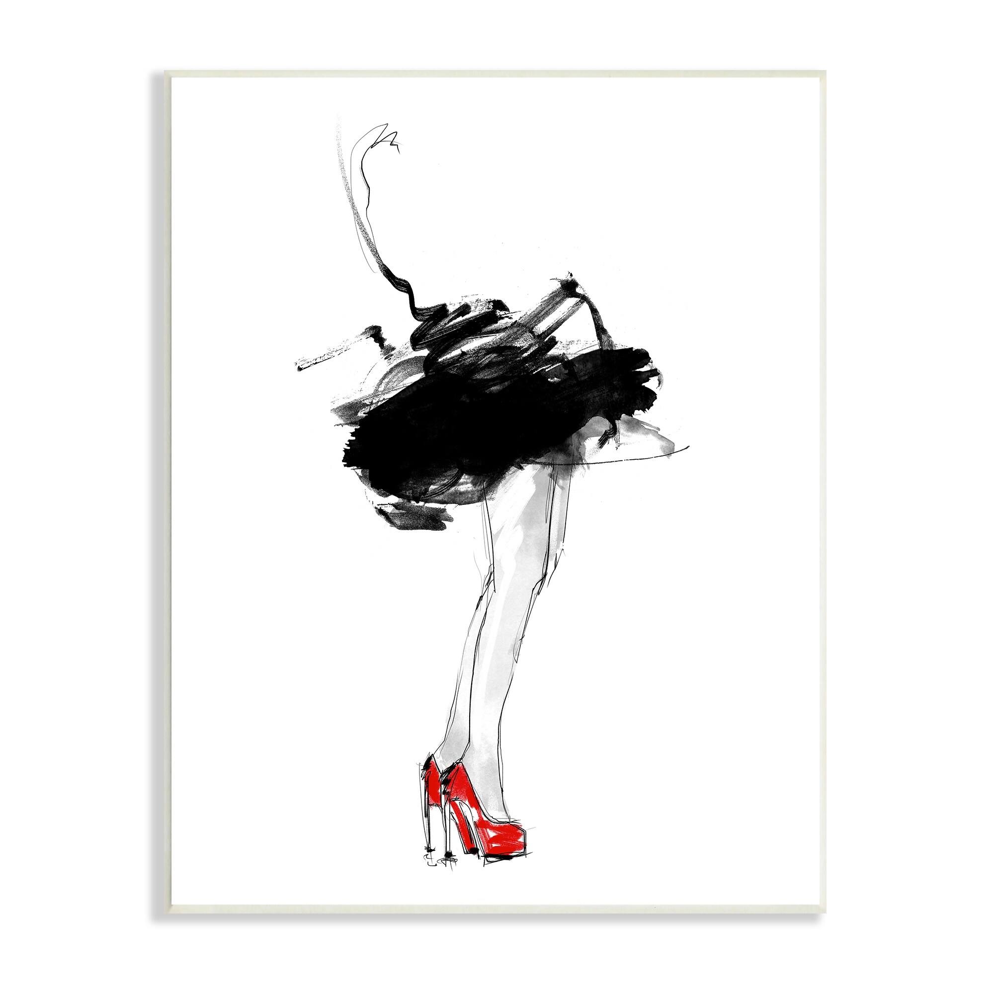The Stupell Home Decor Collection Glam Fashion Book Stack Grey Bow Pump Heels Ink Oversized Wall Plaque Art