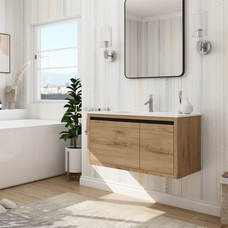 Bathroom Vanity With Sink In 36 Inch, Floating Bathroom Vanity With Soft Close Door
