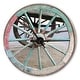 preview thumbnail 2 of 7, Designart 'Turquoise Painted Cottage Wagon Wheel Clock' Oversized Farmhouse Wall CLock 16 in. wide x 16 in. high