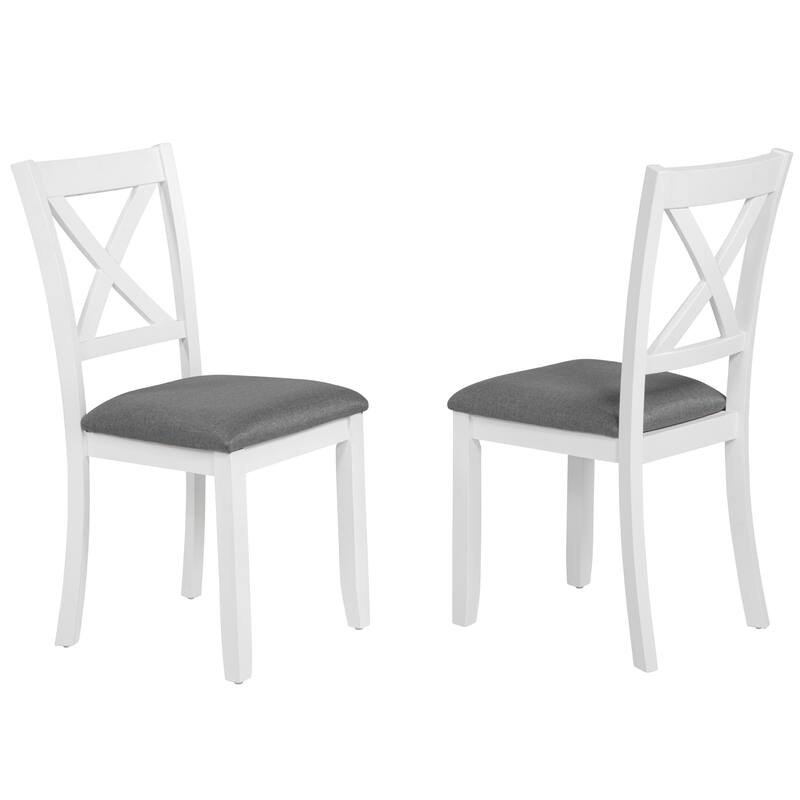 Modern 6 Piece Wooden Dining Table Set, Rectangular Table with 4 Upholstered Chair and X Back & Bench, for Restaurant and Bistro