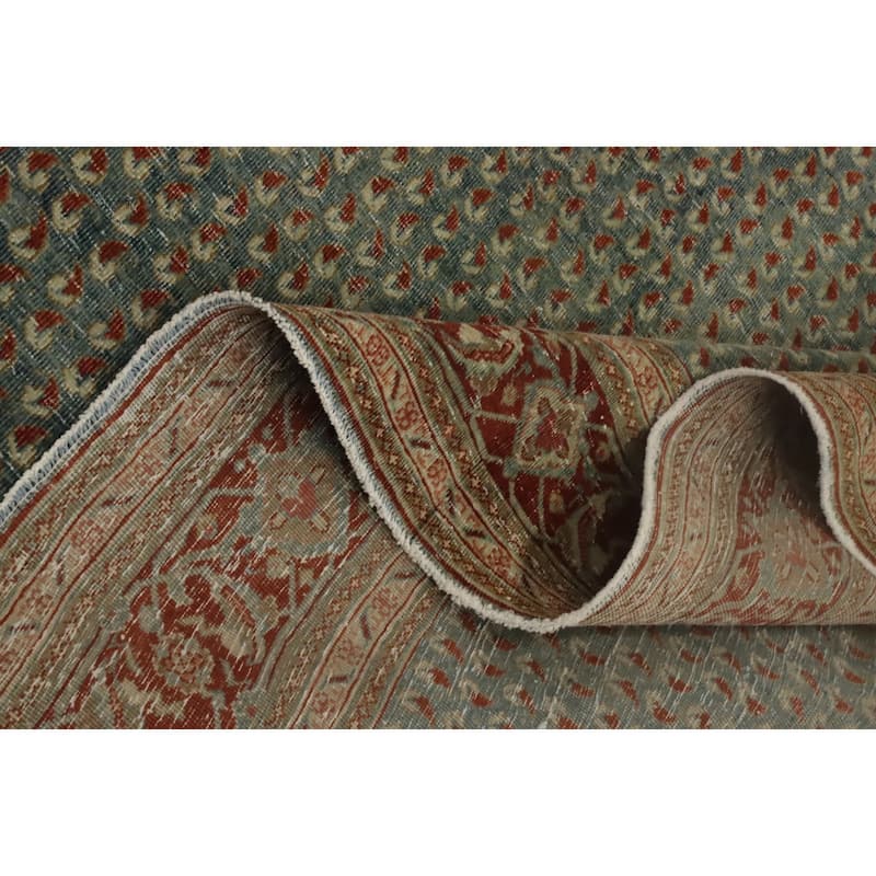 Hand Knotted Oriental 100% Wool Carpet Traditional All-Over Navy Blue & Blues Mahal Area Rug - 11' 4'' X 8' 8''