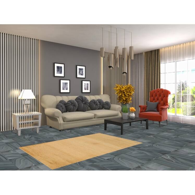 Modern Gabbeh Oriental Foyer Rug Hand-Knotted Yellow Wool Carpet - 3'3"x 4'11"