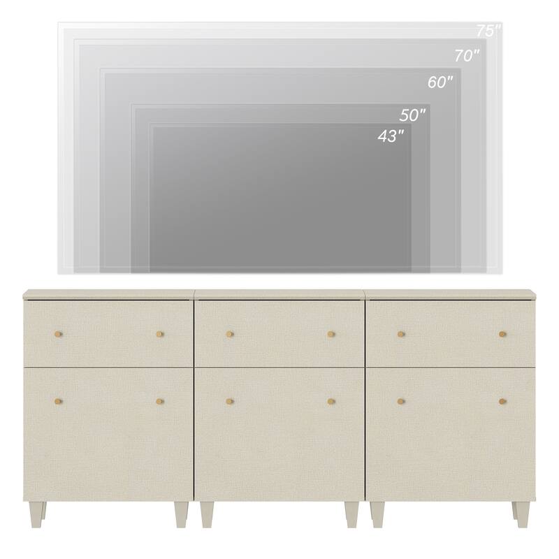 WAMPAT Modern TV Cabinet Stand with Drawers and Door