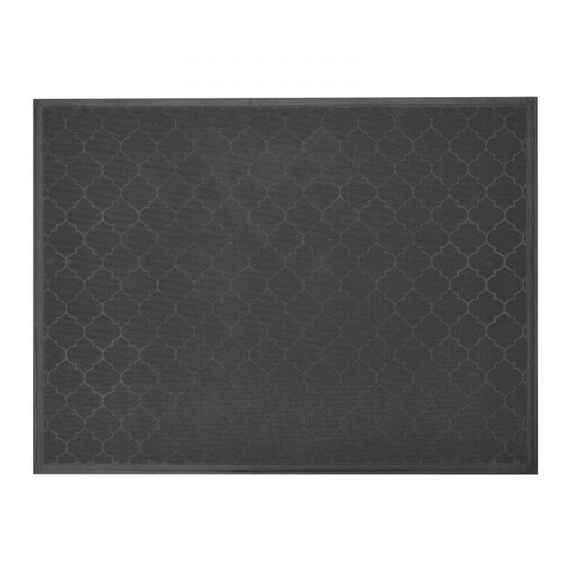 Brown Carpet Front Door Mat with Printed Pattern, Non-Slip Backing and Durable Surface - 47 x 35 x 0.28 in