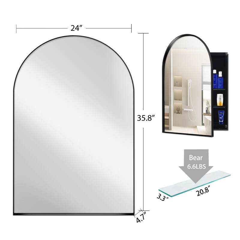 Wall Mount Metal Framed Medicine Cabinet with Storage
