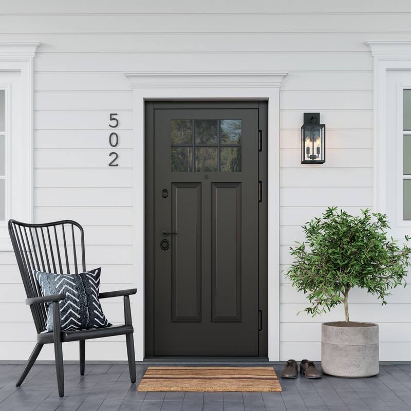 Nathan James Ferris Outdoor Black Wall Sconce Light Fixture with Iron Frame and Glass