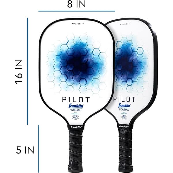 Franklin Sports Pilot Pickleball Paddle, Blue, 10mm Spin Pro Core