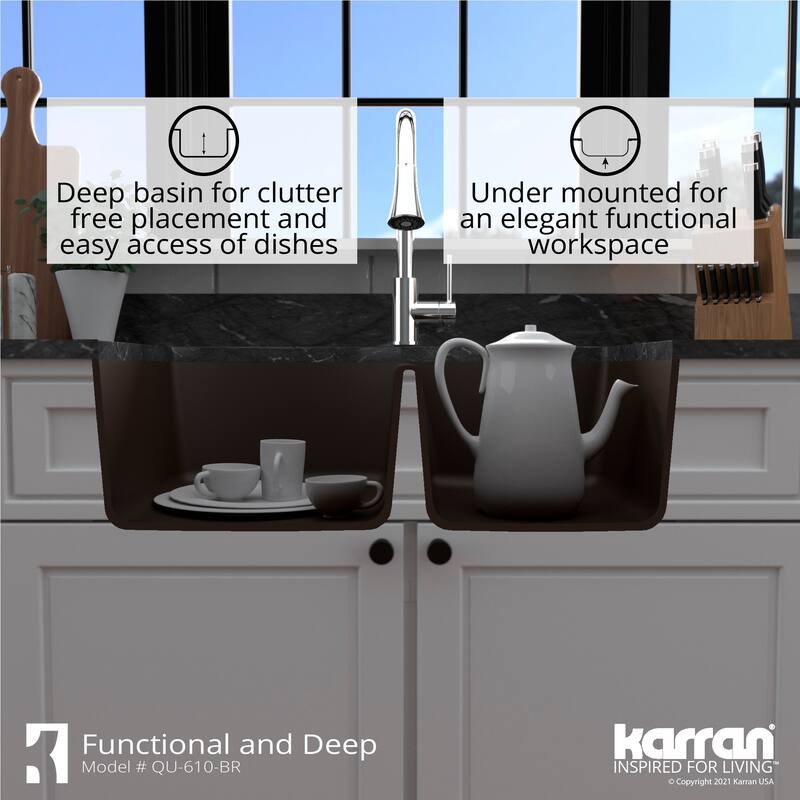 Karran Undermount Quartz Double Bowl Kitchen Sink