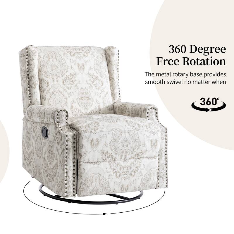 UIXE 2 Set Roderich Farmhouse Floral Print Swivel Rocker Push Back Recliner