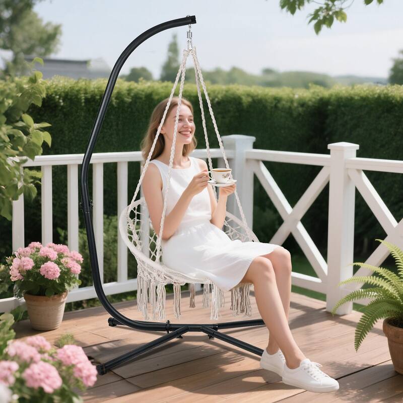 Aoodor Hammock Chair Steel C-Stand - 300 Pound Capacity (Stand Only)
