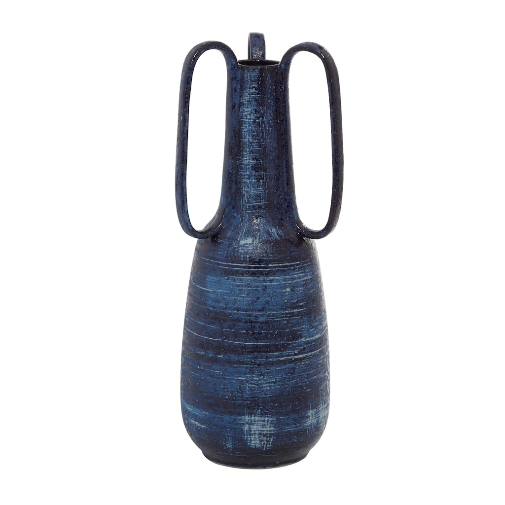Ceramic Decorative Vase with Handles - Blue - Roche River Decor
