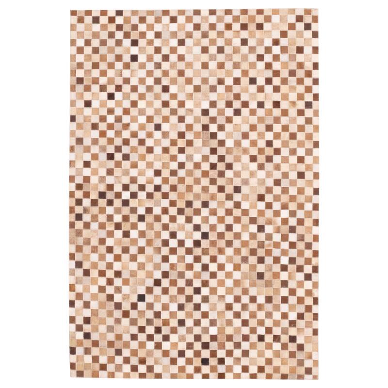 ECARPETGALLERY Handmade Cowhide Patchwork Brown Leather Rug - 4'0 x 6'0