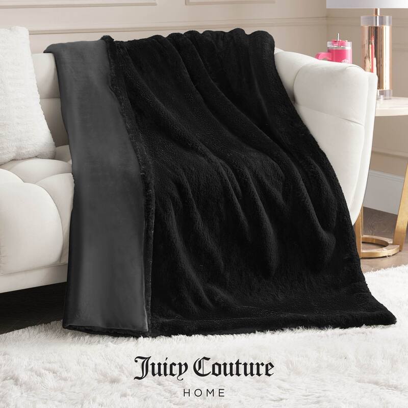 Juicy Couture Big Fluffy Solid Faux Fur Blankets