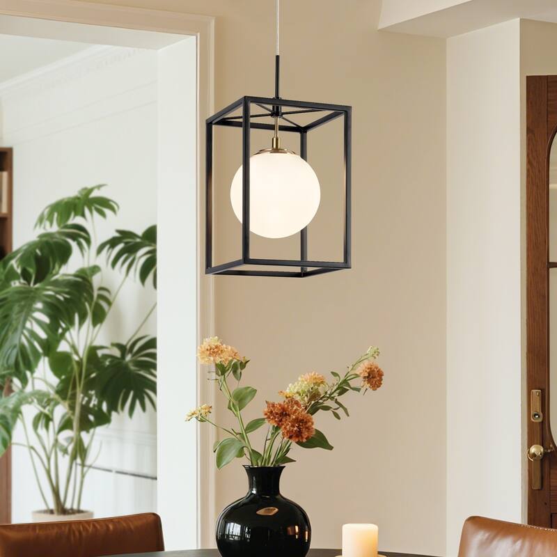 1-Light Modern Globe Glass LED Pendant Lights Kitchen Island Lights for Dining Room