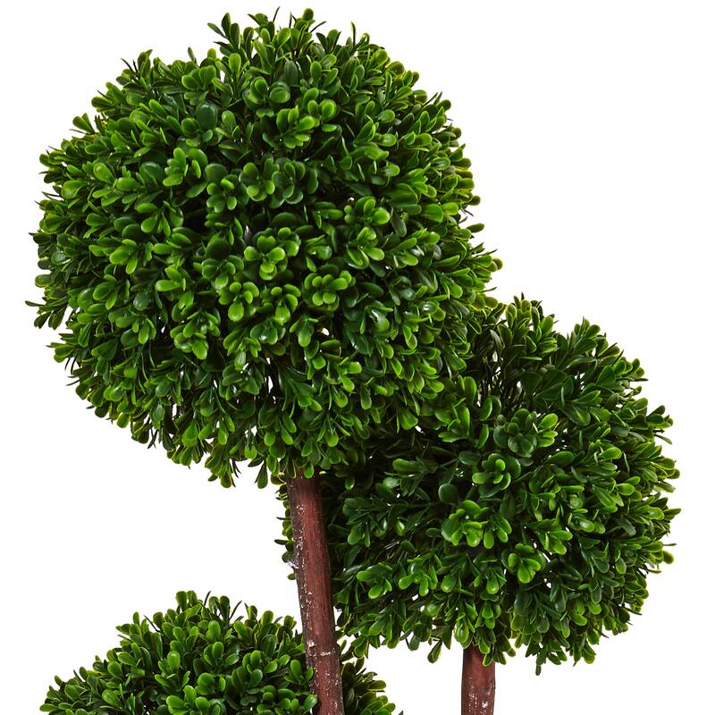 3' Artificial Boxwood Topiary Outdoor Tree in Black Pot