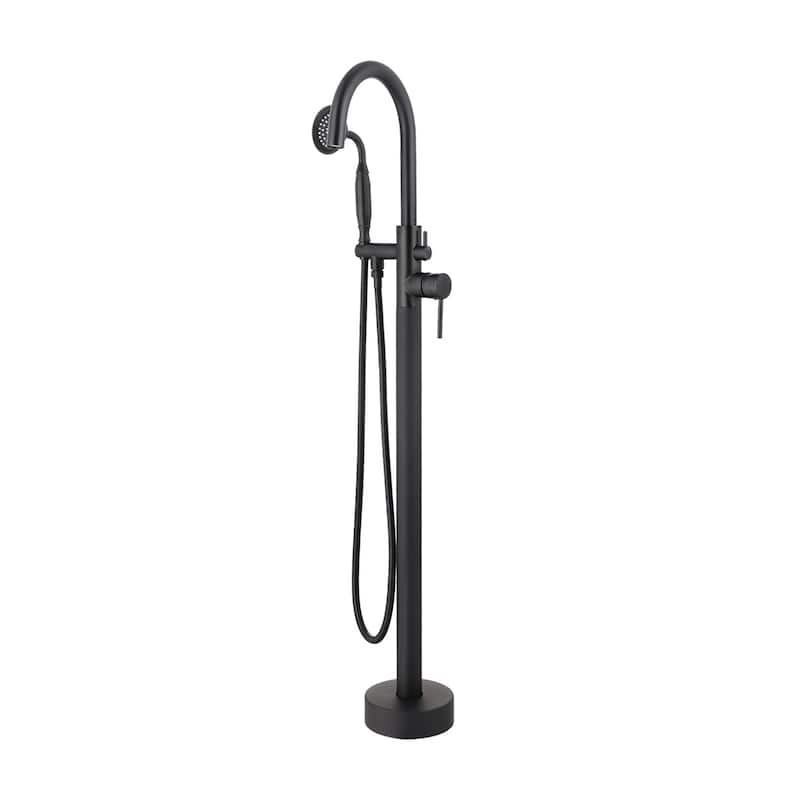 PROOX Freestand Bath Tub Shower Faucet w/ Handheld Shower Floor Mounted - Matte Black