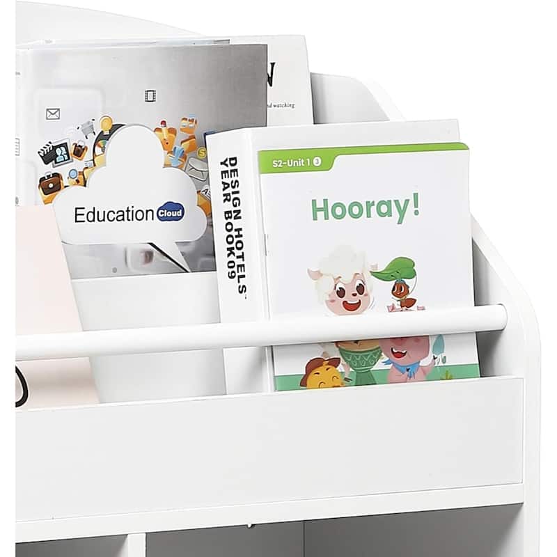 Kids Toy Storage Organizer - Wood Book Shelf Organizer for Toddler