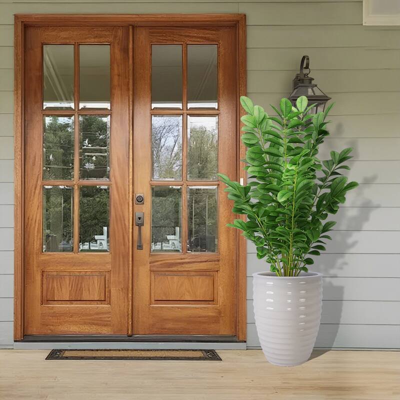 Handmade 17" Ceramic Planter for Monstera & Fiddle Leaf Fig - Milk White