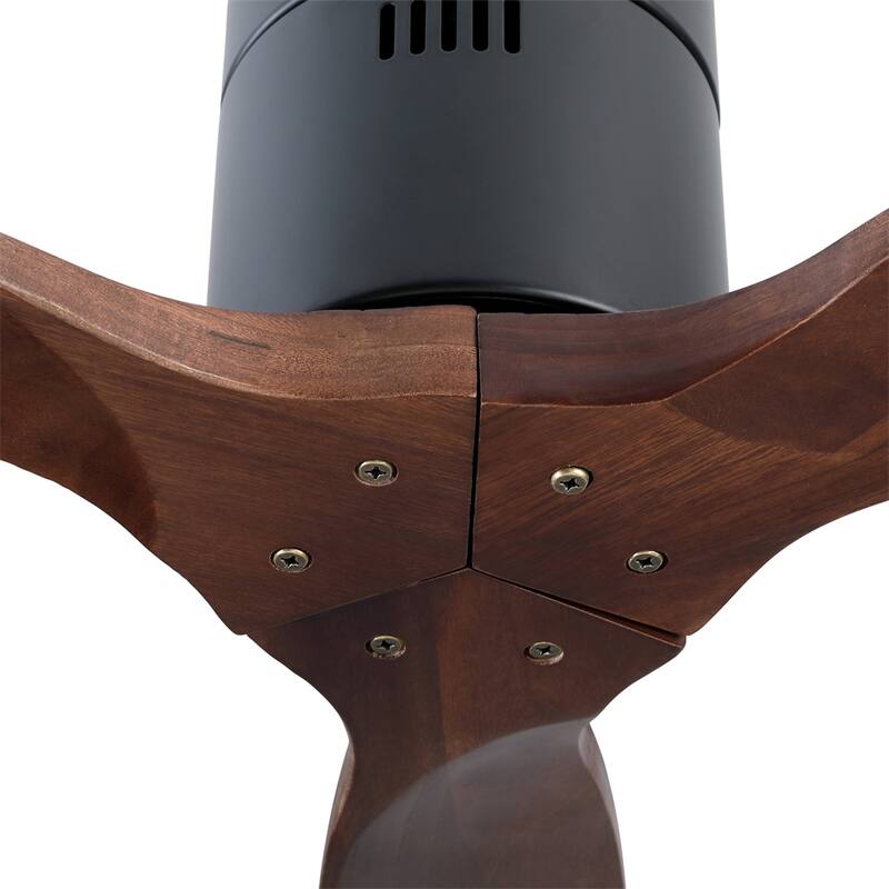 52" Farmhouse Rustic Ceiling Fan without Light with Solid Wood Blade