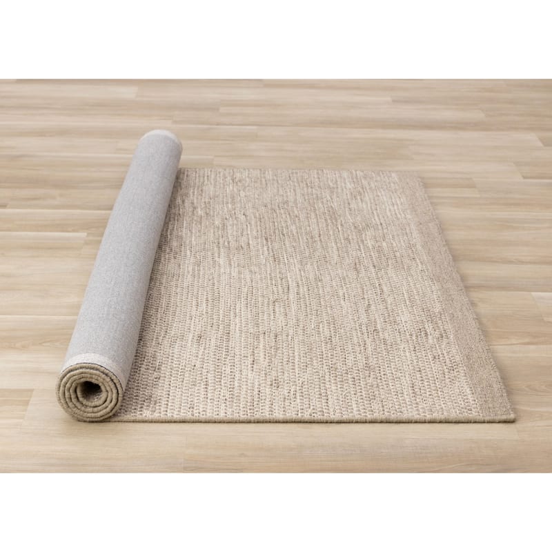 Acclaim Collection - Cream Beige Handwoven Wool Area Rug, 5'3" x 7'7"