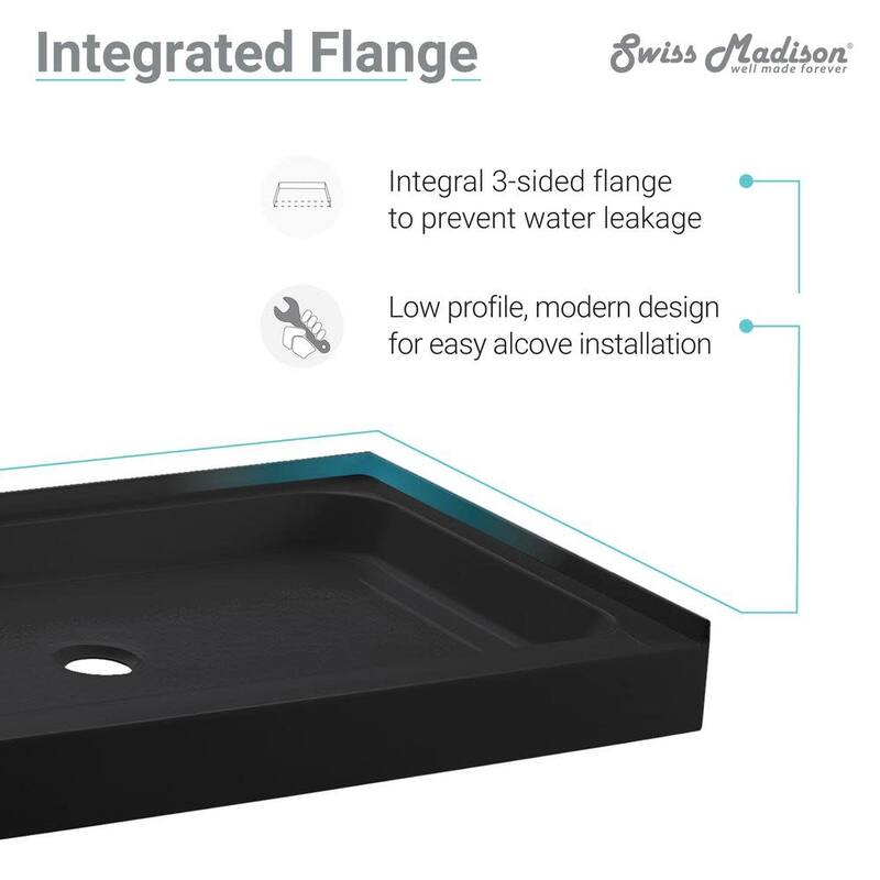 Swiss Madison Voltaire 60" x 32" Rectangular Shower Base with Single