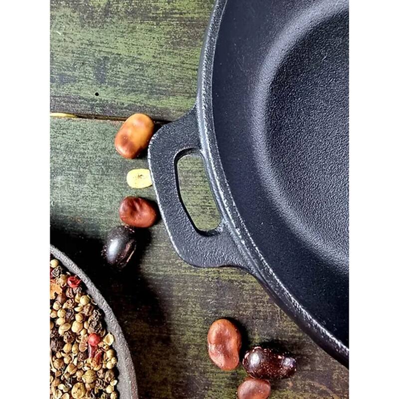 Cast Iron 7.1" Frying Pan Brazier w/ Wooden Stand