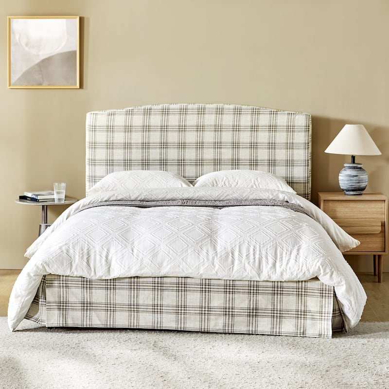 Knut Traditional 2 Piece Bedroom Upholstered Platform Bed with Washable Slipcover Set-QB by HULALA HOME